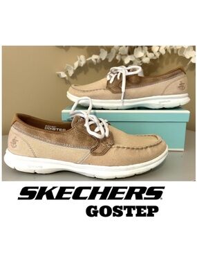 Skechers GOSTEP Seashore Boat Deck Shoes Natural Size 8
